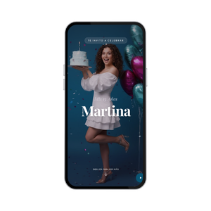 Invitación digital modelo Martina, Mis 15 años con globos