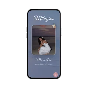 Invitación digital modelo Milagros, Mis 21 años en la playa